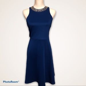 BLACK SAKS Fifth Avenue Scuba Dress With Crystals